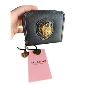 Juicy Couture Romance Chocolate Brown Bifold Wallet Pouch Gold Chic NWT